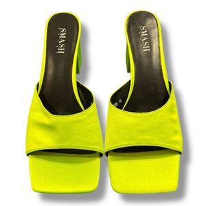 Smash Shoes Jennifer Block Heel Mule Sandals Women’s Size 13 Green Satin Heels
